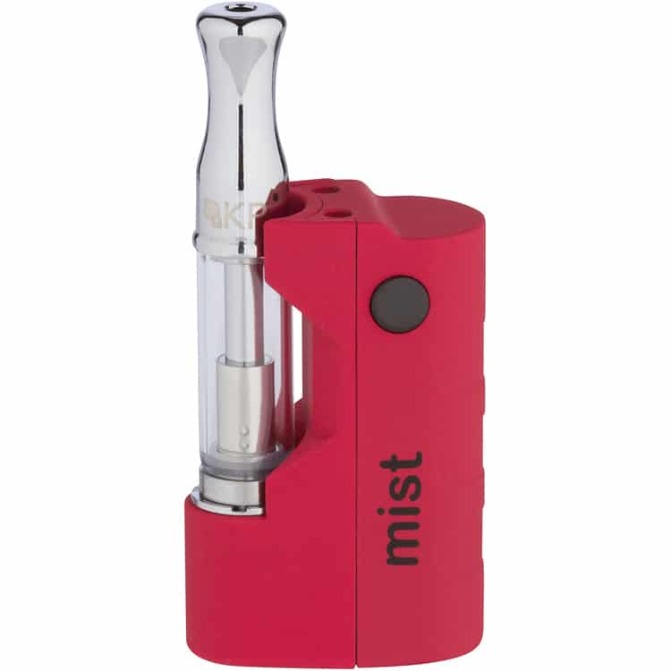 The Kind Pen Mist vaporizer in black with sleek design, showing the device with its mouthpiece and control buttons.