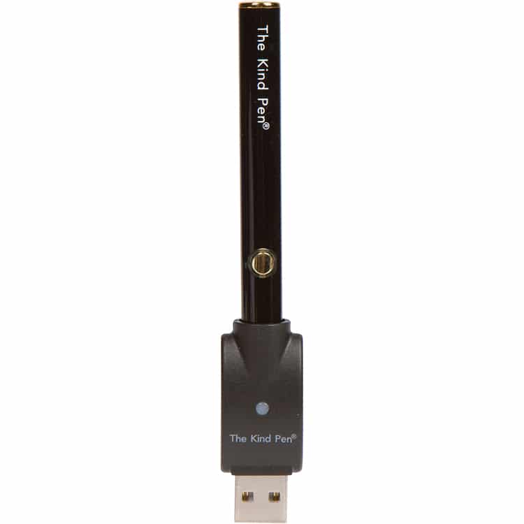 The Kind Pen variable voltage 510 thread battery showing a sleek black design with adjustable voltage controls.