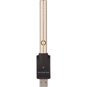 Variable voltage 510 thread vape battery by The Kind Pen, showing the sleek black device with control buttons and LED indicator.