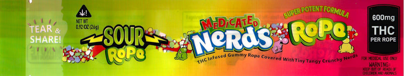 Smell proof Nerds Rope by The Baggie Store showing a colorful candy-shaped package with the product inside