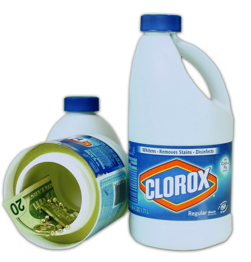 Large Clorox diversion safe by Safe Cans, designed to resemble a Clorox bleach bottle for discreet storage.