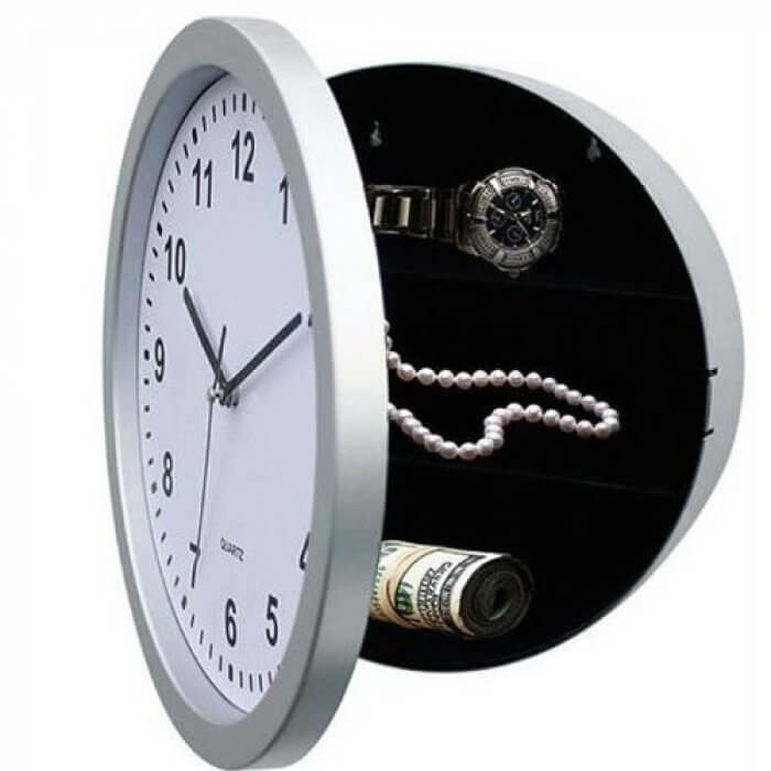 Safe Cans wall clock diversion safe, concealed storage safe with clock face, discreet hidden compartment for valuables.