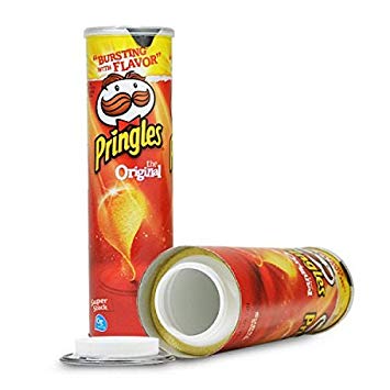 Diversion safe designed as a Pringles can by Safe Cans, blending in with regular snack cans for discreet storage.