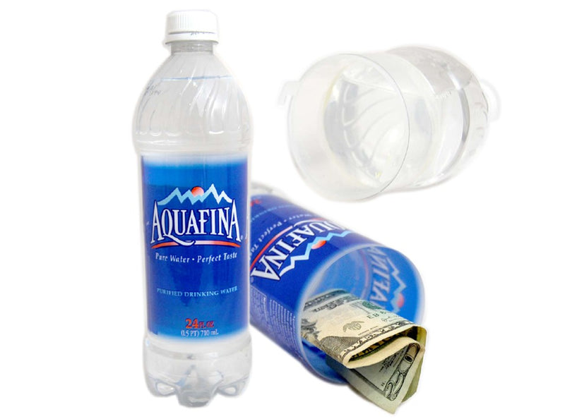 Diversion safe disguised as an Aquafina water bottle by Safe Cans, designed for discreet storage and security.