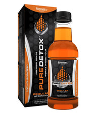 Pure Detox Regular Strength Detox 16oz bottle, natural ingredients, and clear label, designed for cleansing and detoxification.