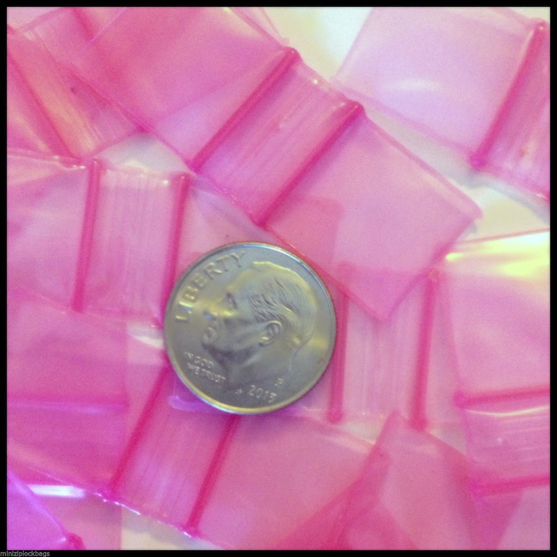 5858 Original Mini Ziplock 2.5mil Plastic Bags 5/8" x 5/8" Reclosable Baggies (Pink) - The Baggie Store