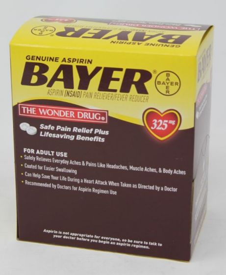 OTC Medicine Bayer DSP* BAYER 50'S box of over-the-counter medicines with packaging and product details visible