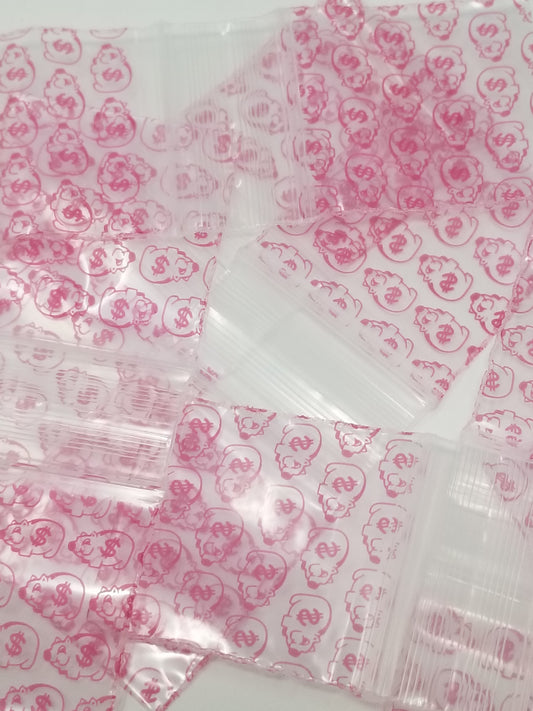 Resealable Original Apple Bags with piggy bank design, featuring the 1515 original apple branding, visible on the clear plastic bags.