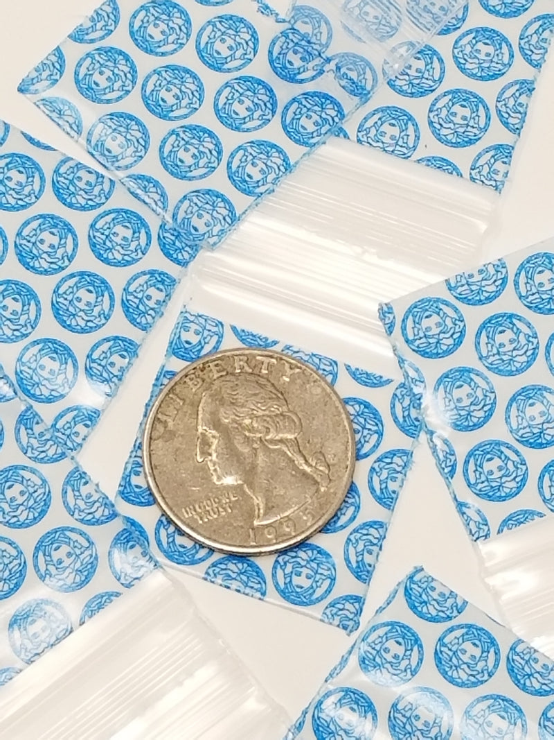 Resealable Original Apple Bags featuring Versace Medusa Head design, ideal for stylish packaging and storage.