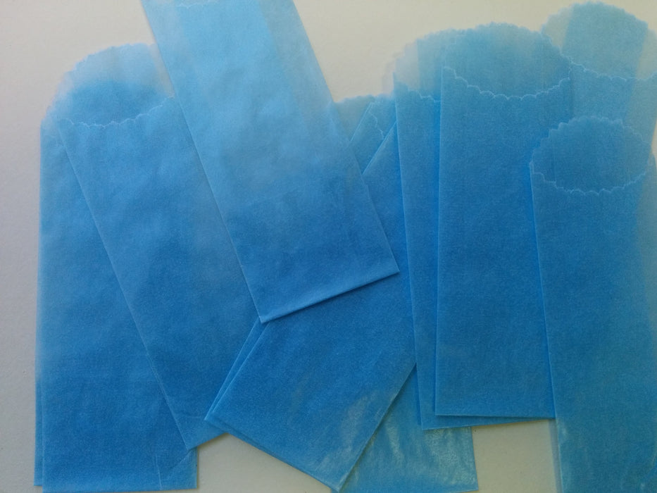 Vellum Glassine Stamp Wax Paper Envelope Bags- BLUE