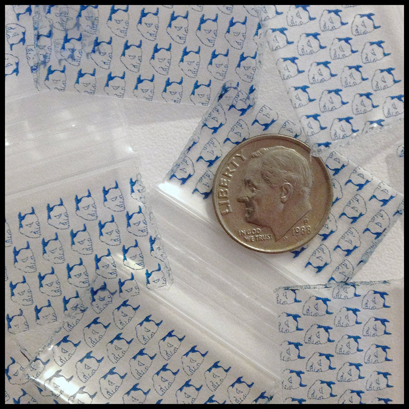12534 Original Mini Ziplock 2.5mil Plastic Bags 1.25" x 3/4" Reclosable Baggies (Devil) - The Baggie Store