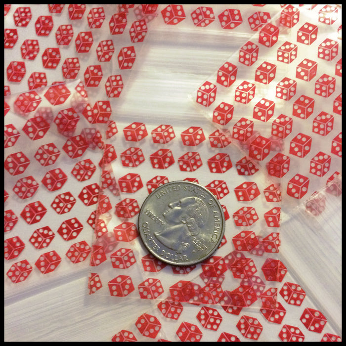 2020 Original Mini Ziplock 2.5mil Plastic Bags 2" x 2" Reclosable Baggies (Red Dice) - The Baggie Store
