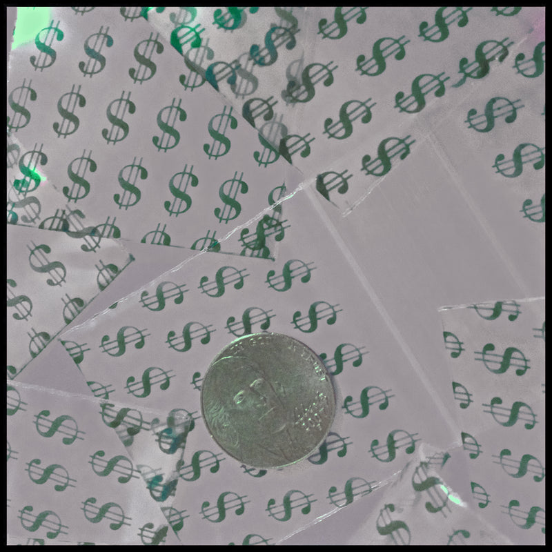 175175 Original Mini Ziplock 2.5mil Plastic Bags 1.75" x 1.75" Reclosable Baggies (Dollar Sign $) - The Baggie Store