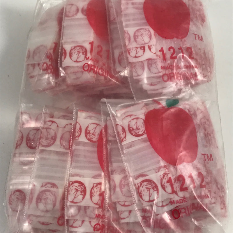 1212 Original Mini Ziplock 2.5mil Plastic Bags 1/2" x 1/2" Reclosable Baggies (Red Dog) - The Baggie Store