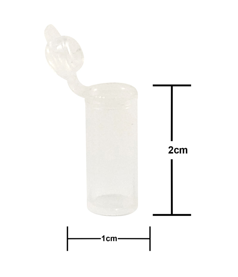 King Sting Mini Pop Top 50 (2cm x 1cm, 1.2 Gram) Plastic Containers w/60 Dram Prescription RX Black Squeeze Top Pill Container - The Baggie Store