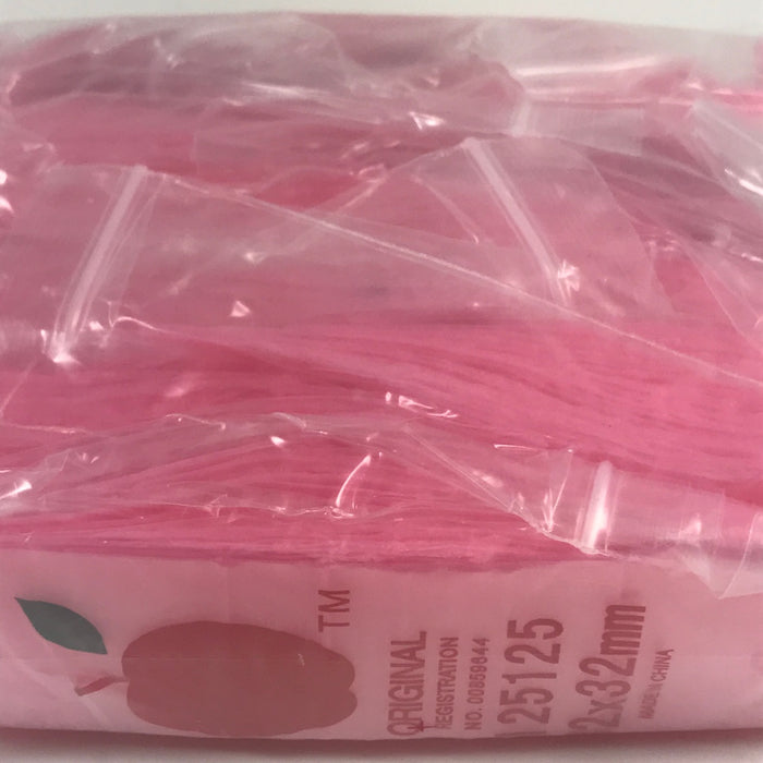 125125 Original Mini Ziplock 2.5mil Plastic Bags 1.25" x 1.25" Reclosable Baggies (Pink) - The Baggie Store