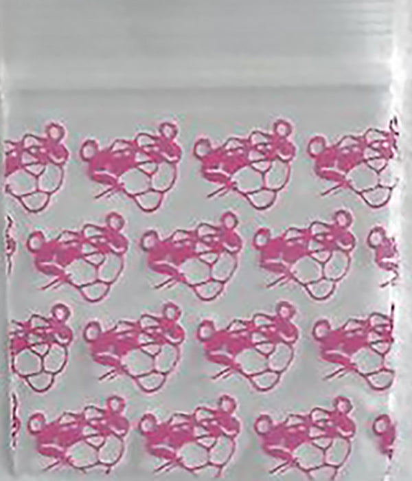12510 Original Mini Ziplock 2.5mil Plastic Bags 1.25" x 1" Reclosable Baggies (Pink Panther) - The Baggie Store