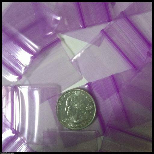 12510 Original Mini Ziplock 2.5mil Plastic Bags 1.25" x 1" Reclosable Baggies (Purple) - The Baggie Store