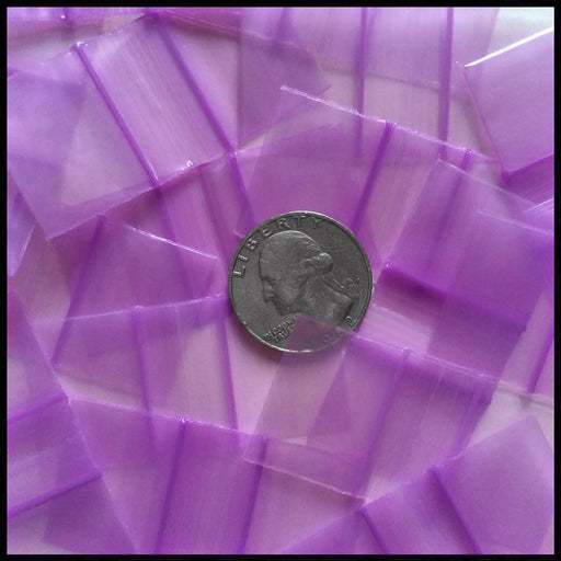 1034 Original Mini Ziplock 2.5mil Plastic Bags 1" x 3/4" Reclosable Baggies (Purple) - The Baggie Store