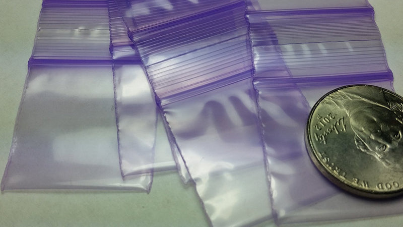 1015 Original Mini Ziplock 2.5mil Plastic Bags 1" x 1.5" Reclosable Baggies (Purple) - The Baggie Store
