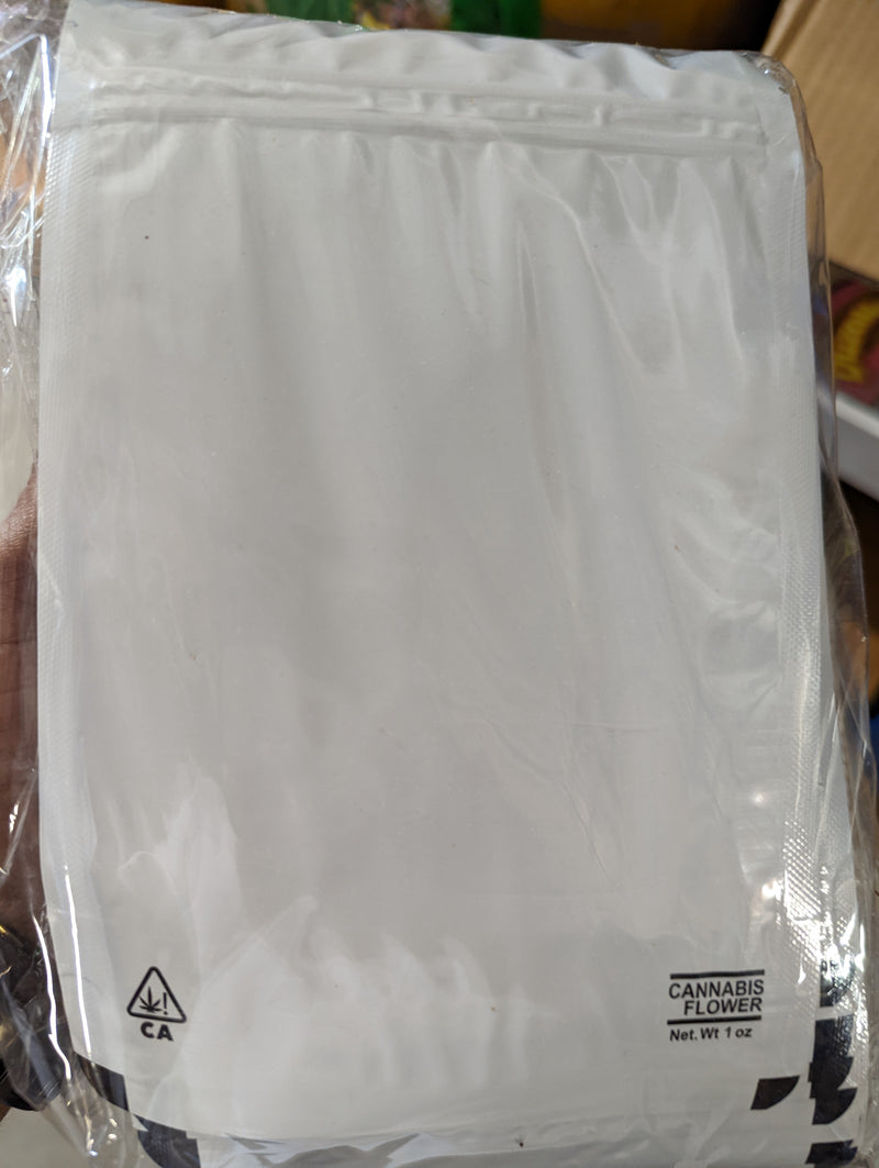 White 1oz Mylar Bags, 100bags/pk - TBS Supply Co