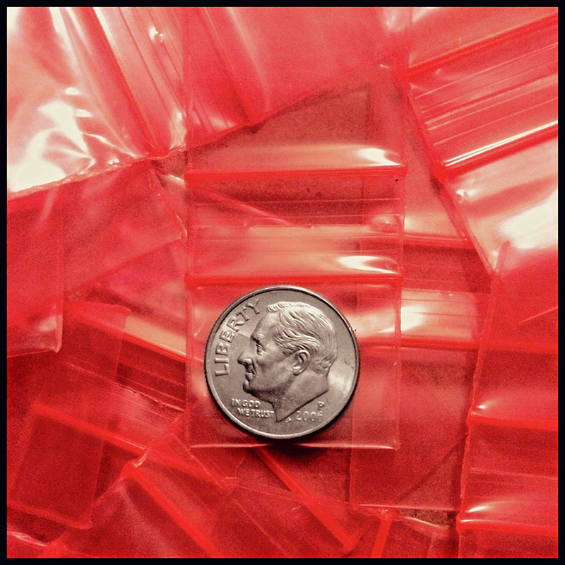 1034 Original Mini Ziplock 2.5mil Plastic Bags 1" x 3/4" Reclosable Baggies (Red) - The Baggie Store