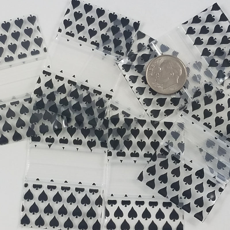 12534 Original Mini Ziplock 2.5mil Plastic Bags 1.25" x 3/4" Reclosable Baggies (Spades) - The Baggie Store