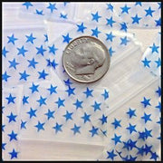 1510 Original Mini Ziplock 2.5mil Plastic Bags 1.5" x 1" Reclosable Baggies (Blue Stars) - The Baggie Store