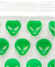12510 Original Mini Ziplock 2.5mil Plastic Bags 1.25" x 1" Reclosable Baggies (Green Alien) - The Baggie Store