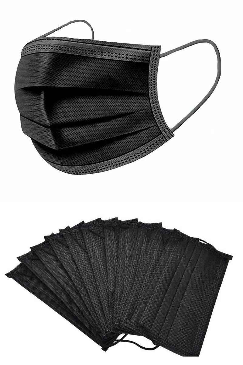 Disposable Dust Filtration 3-Ply Face Mask- Black - TBS Supply Co