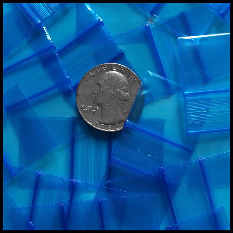 1034 Original Mini Ziplock 2.5mil Plastic Bags 1" x 3/4" Reclosable Baggies (Blue) - The Baggie Store