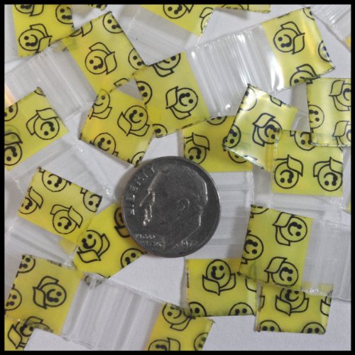 1212 Original Mini Ziplock 2.5mil Plastic Bags 1/2" x 1/2" Reclosable Baggies (Happy Face) - The Baggie Store