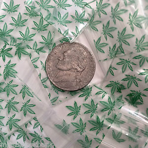 1010 Original Mini Ziplock 2.5mil Plastic Bags 1" x 1" Reclosable Baggies (Leaf) - The Baggie Store