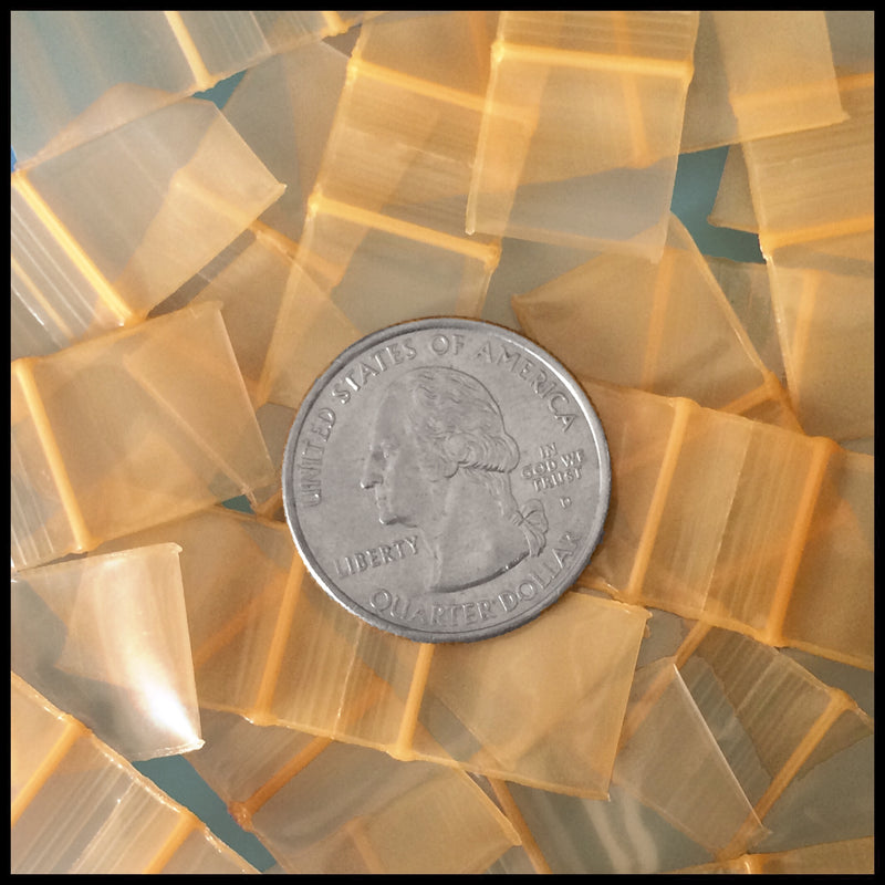 5858-S Original Mini Ziplock 2.5mil Plastic Bags 5/8" x 5/8" Reclosable Baggies (Orange) - The Baggie Store