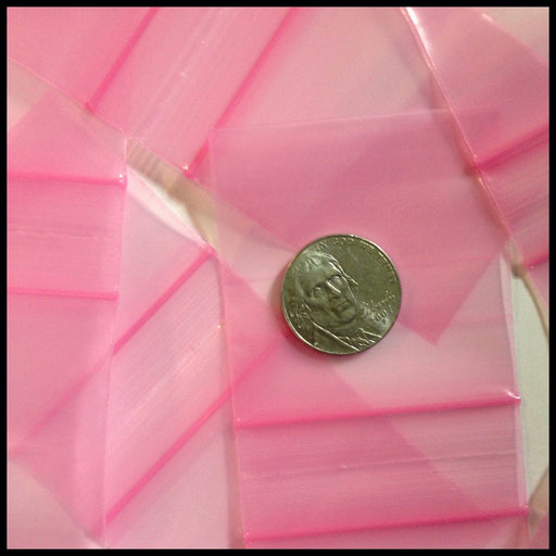 2020 Original Mini Ziplock 2.5mil Plastic Bags 2" x 2" Reclosable Baggies (Pink) - The Baggie Store