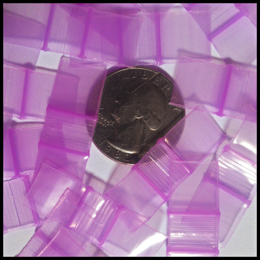 1212-S Original Mini Ziplock 2.5mil Plastic Bags 1/2" x 1/2" Reclosable Baggies (Purple) - The Baggie Store