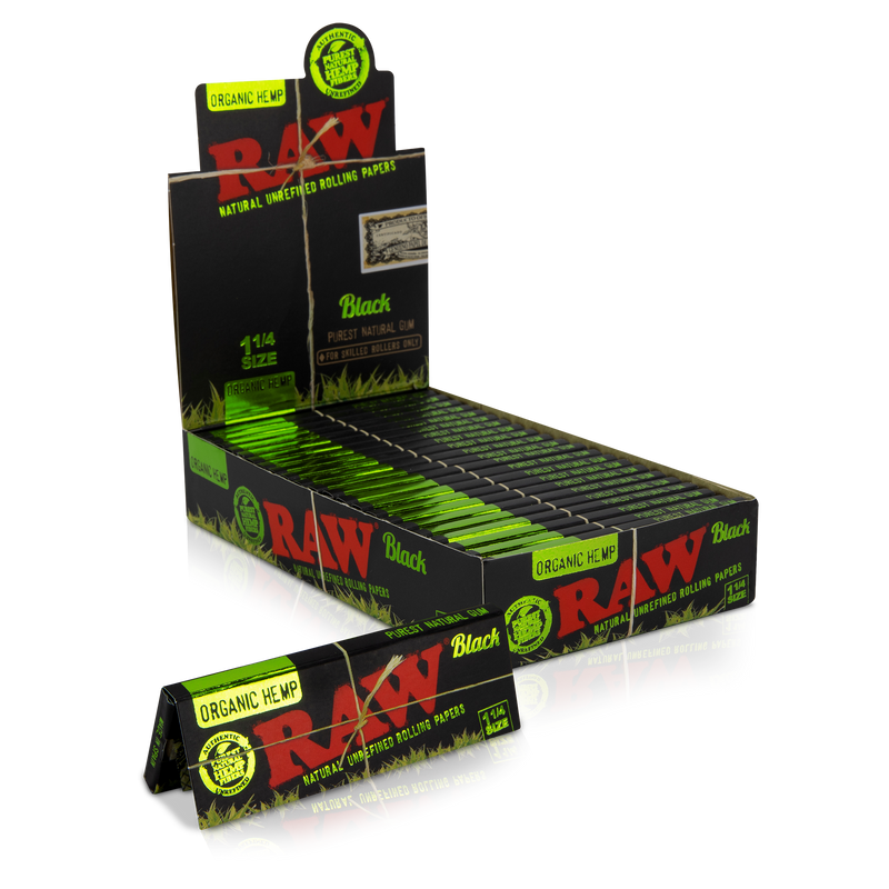 RAW Black Organic Hemp 1 1/4 Rolling Papers - TBS Supply Co