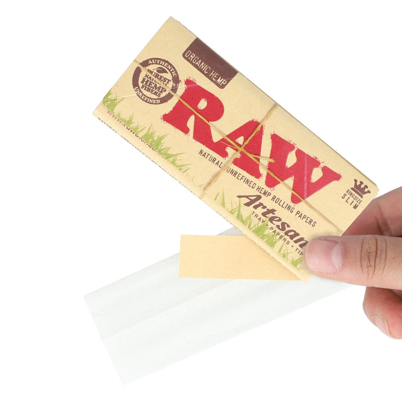 RAW Organic Hemp King Slim Artesano-Fold Out Tray + Tips - TBS Supply Co