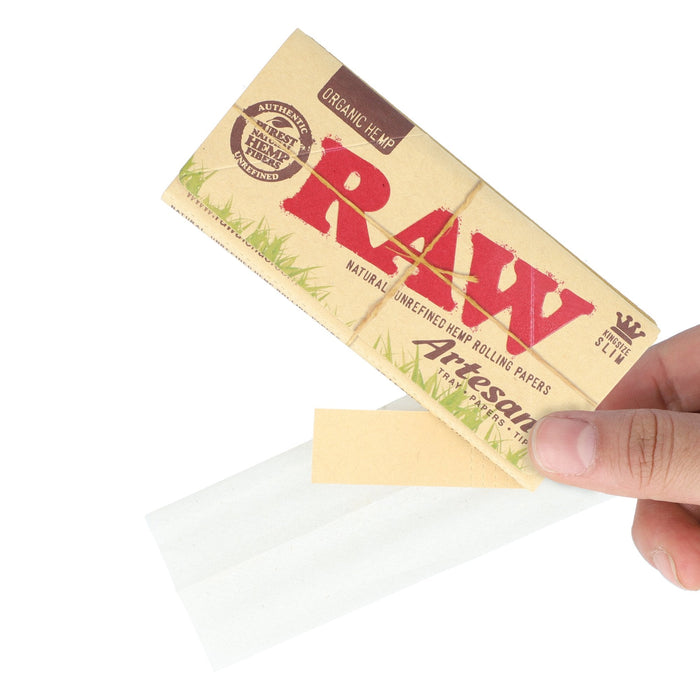 RAW Organic Hemp King Slim Artesano-Fold Out Tray + Tips