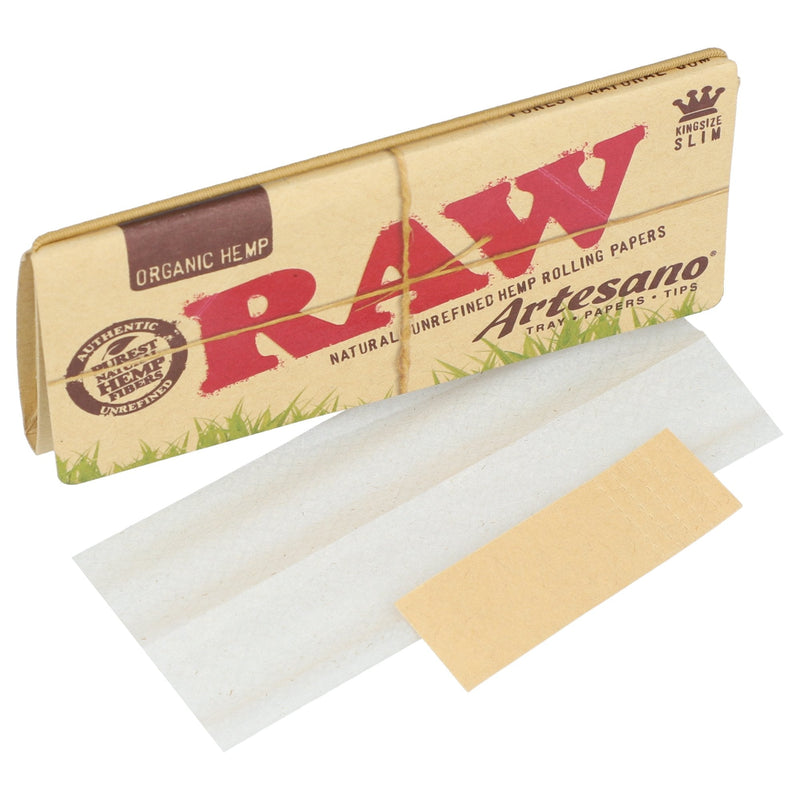 RAW Organic Hemp King Slim Artesano-Fold Out Tray + Tips - TBS Supply Co