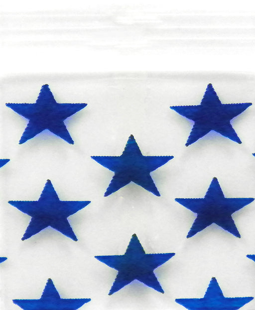 1510 Original Mini Ziplock 2.5mil Plastic Bags 1.5" x 1" Reclosable Baggies (Blue Stars) - The Baggie Store