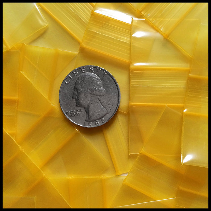 1034 Original Mini Ziplock 2.5mil Plastic Bags 1" x 3/4" Reclosable Baggies (Yellow) - The Baggie Store